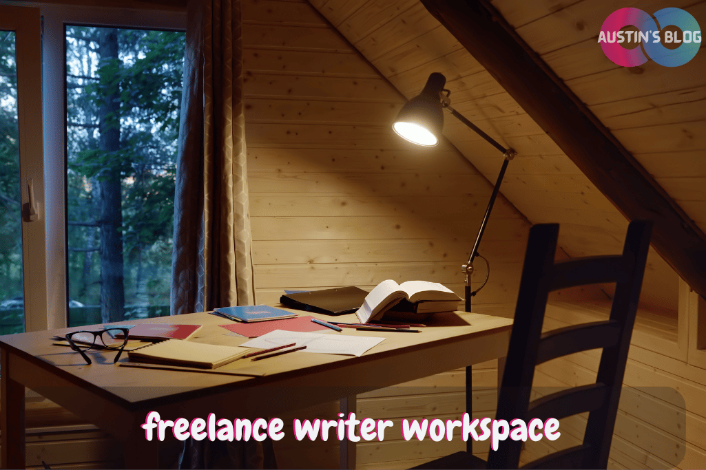 freelance writer workspace